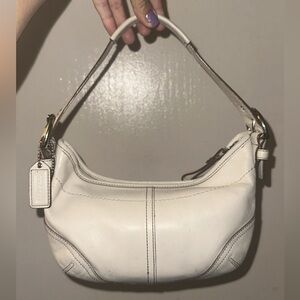 Coach Vintage White Leather Mini Hobo Bag